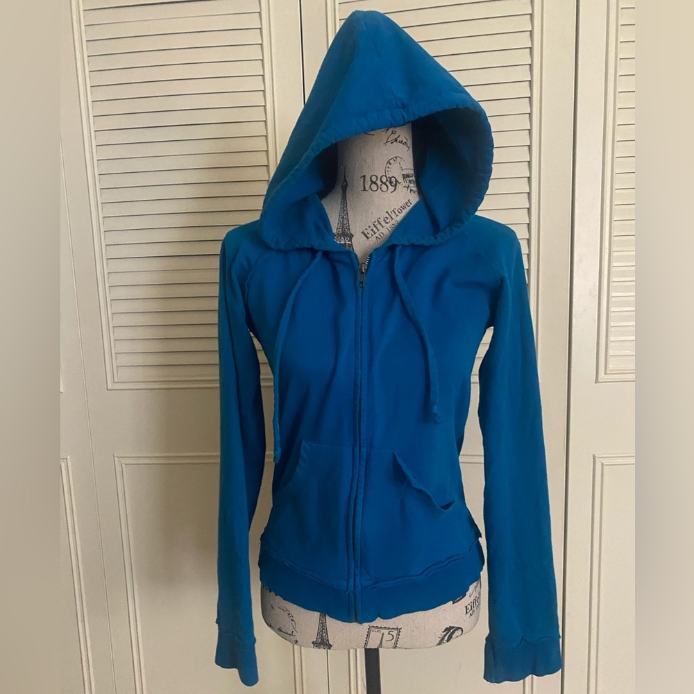 A Fine Mess Y2K blue zip up hoodie sweatshirt